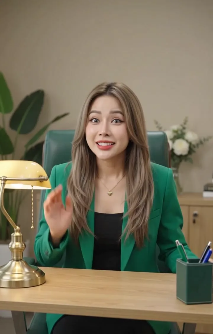 Hailey tư vấn vốn kinh doanh tại bàn làm việc